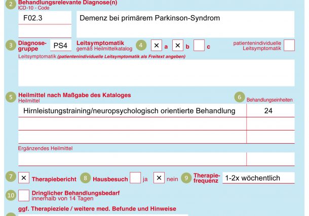 Indikation Demenz bei primärem Parkinson-Syndrom