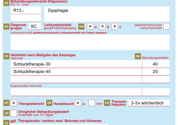 Extrabudgetäre Verordnung von Logopädie bei Dysphagie